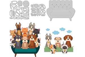 GLOBLELAND Sofa Dog and Cat Cutting Dies Metal Animals Die Cuts Embossing Stencils Template for Paper Card Making Decoration DIY Scrapbooking Album Craft Decor