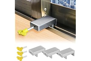 LEUUD Pack de 3 Cerraduras Correderas, Cerradura Puerta Corredera, Topes Seguridad Ventanas Ajustables con Llaves Incluidas, para Ventanas Correderas/Cerradura Puerta Corredera