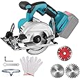 Cordless Circular Saw Compatible for Makita 18V Battery, Hand-Held 5 inch Circular Saws with 3 Blades, Brushless, 0-45° Bevel, 40mm Depth, Professional Battery Circular Saw for Wood Plastic Tile Cut