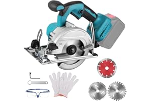 CISSIYOG Bezszczotkowa mini piła tarczowa, ręczna piła tarczowa kompatybilna z akumulatorem Makita 18 V z 3 brzeszczotami, regulowany kąt cięcia i głębokość 8000 obr./min, wielofunkcyjna piła do drewna