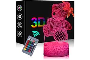 DASIAUTOEM Lampada 3D Illusion Luce Notturna a LED con 16 Colori Cambiabili e Telecomando, Idea Regalo per San Valentine Fidanzata e Signore, Mamma Regalo Decorativo Compleanno Anniversary