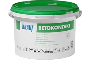 Knauf 6392 Betokontakt, gebrauchsfertige Grundierung für Beton, verbessert die Haftung von Putzen, vor dem Auftragen von Gips, Gipsdünn-und Gipskalkputzen, Rot, 5 kg (1er Pack)