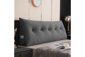 MONDEX Rückenkissen, Lesekissen für Bett und Sofa, Keilkissen, Rückenpolster für die Wand, Sitzkissen, Wandkissen, groß mit waschbarem Bezug, Ideal zum Lesen, Fernsehen,Dark Gray,200cm