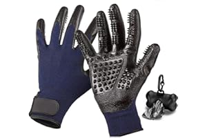 MAKIFE Handschuh Enthaarungshandschuhe für Hunde Katzen, Haustierpflege Fellwechselpflege Putzhandschuhe Pet Bürste Grooming Gloves Pet Massagege, EIN Paar, Blau