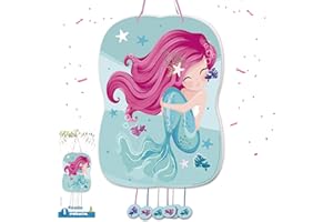 WUCAN NATURPARTY Pignatta di compleanno grande di Sirena | Decorazione infantile per feste, bambine e bambine | Pignatili grandi per riempire con giochi infantili, scialli e sacchetti di imbottitura