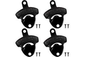 MOONSING Abridores de Botellas de Pared, 4pcs Abridor Cerveza Vintage de Estilo Retro de Aleación de Zinc, Para Cerveza y Refrescos, Bar, Pub, Hogar, Cocina, Restaurante (Negro)