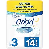 Orkid Extra Hassas Koruma Gece (Boy 3)Kanatlı Hijyenik Ped 14 Adet