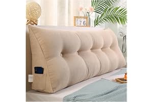 CJJZFO Lesekissen für Bett Und Sofa, Stützkissen Rücken Bett, Kissen Bett Rückenlehne, Lendenkissen Bett, Rückenkissen für Sofa, Kordsamt Keilkissen Sofa(Beige,150 * 50 * 20cm)