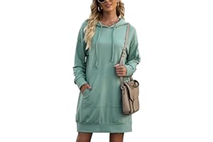 Migcaput Robe Sweat Femme Sweat Long à Capuche Hiver Sweat à Capuche Long Robe Pull avec Poche Robes Casual Robe Sweat