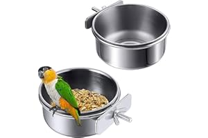 Vueinrg 2 Pezzi 12cm Ciotole Pappagalli Ciotola da Appendere in Gabbia Pappagallo Mangiatoia per Uccelli in Acciaio Inossidabile Tazze Pappagalli Gabbia Animali Alimentatore Ciotola