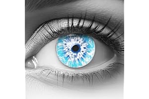 MERALENS Farbige Kontaktlinsen Halloween blau weiße ICE BLUE, 2 Stück (1 Paar), Ohne Sehstärke, weiß blaue Eis-Linsen, 2 x farbige Kontaktlinse für Cosplay, Karneval, Fasching, Anime