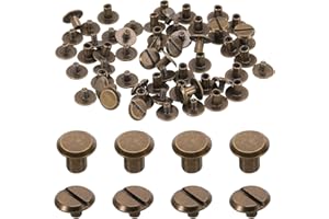 sourcing map 30set M4 x 6mm Chicago Screw Metal Slotted Head Binding Screws Post Nail Rivet Stud Screw Rivets for DIY Leather Belt Bag Craft Bookbinding, Bronze