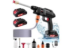 Lightasea Cordless Pressure Washer, 21V 1500W Portable Pressure Washer, 60Bar/870 PSI Battery Pressure Washer with 2 Nozzles, 2 Battery, 5m Hose Cordless Power Washer, Portable Jet Wash for Car Floor