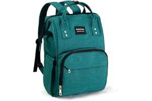 KIDDYCARE Zaino Mamma con Spallacci Regolabili – Borsa Neonato e Neonata Ricca di Tasche Capienti per Pannolini, Tutine, Creme, Snack e Molto Altro – Pratico Zaino Fasciatoio per Cambio Pannolino (Verde)