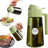 YARRAMATE Dispensador de Azeite de Oliva Conjunto com Proteção contra Luz, 470ml Spray de Cozinha 2 em 1, Verde Pulverizador