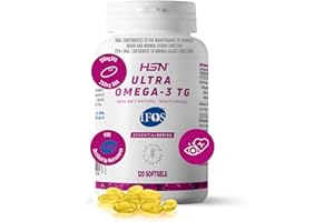 HSN Ultra Omega 3 IFOS 5 Estrellas | 120 Perlas | 350mg de EPA + 250mg DHA | 1000mg Puro Aceite de Pescado en Forma de Triglicéridos Altamente Concentrado | No-GMO, Sin Gluten