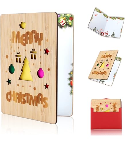WDJLNZB Joyeux Noël Carte, Cartes De Noël En Bois, Cartes De