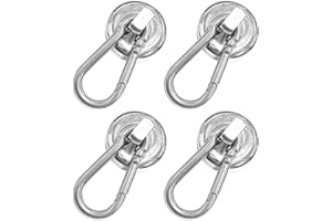 MEMOFYND 4 ganchos magnéticos, 24 kg, gancho magnético de neodimio, gancho magnético con mosquetón, fuerte gancho magnético