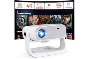 WIELIO 2025 Neuer Smart Beamer,Integrierte Apps,Full HD 1080P mit 4K-Unterstützung,25000 Lumens, 4D-Trapezkorrektur,Heimkino 4K Beamer Kompatibel mit iOS/Android/PS5