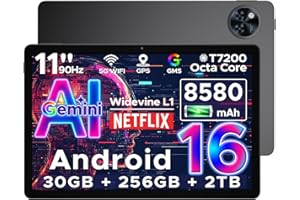 ‎DOOGEE DOOGEE U11 Pro Android 16 Tablet 11 Zoll Gemini AI, 30GB RAM+256GB ROM (2TB TF) 8580mAh, 90Hz Display, Unisoc T7200 Octa Core Tablet PC, 13MP+5MP, WiFi 5/Widevine L1/ GPS/Face ID/OTG [2025]