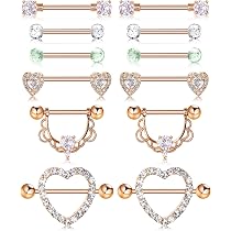 3 Paires d'Anneaux de Tétine en Acier Inoxydable Anneau de Langue Piercing Bijou de Corps Barre CZ Anneaux en Forme de Cœur pour Femmes Filles Cadeau (Argent