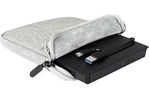 HFAN External CD DVD Drive with Protective Carrying Case, USB 3.0 and Type-C Portable CD/DVD +/-RW Drive Slim DVD/CD ROM Rewriter Burner for Laptop Desktop PC Windows and Linux OS Apple Mac Macbook Pro