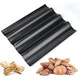 ilauke Baguette Baking Tray Perforated French Stick Loaf Baking Molds Pan for 4 Baguettes