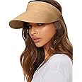 FURTALK Women's Sun Visor Hat Straw Sun Visors for Women, Khaki, One size