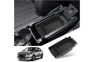 GIUD Accoudoir Boîte de Rangement Compatible avec Peugeot 208 2008 2020-2022, Organiseur de Accoudoir avec Tapis Anti-dérapants Peugeot 208 Accessoires (Noir)