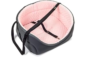 BOUTIQUE ZOO Hunde Autositz Universal Waschbar Abriebfest, Autositz Hund für Vordersitz, Beifahrersitz, Rückbank, Hundebett Hundetasche, S: 39 cm x 32 cm, Rosa - Kunstleder und Plüsch Stoff