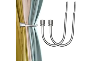 ALEENFOON Curtain Tieback Hooks 2 Pack U Style Metal Tie Backs for Curtains Modern/Retro Style Design Tie Backs for Voiles Curtain Holdback (Silver)
