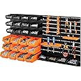 Holdfiturn 46Pcs Wall Mounted Storage Bins Backboard DIY Stackable Workshop Storage for Tools Hardwares Crafts 95 * 81.6cm Plastic Bin Panel Rack with Screws for Tool Shed Garage Workshop