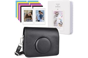 HIYQIN Custodia Protettiva per Fotocamera Compatibile con Fujifilm Instax Mini Evo, Custodia per Instax Mini Evo e Accessori con Album Fotografico - Nero + Bianco