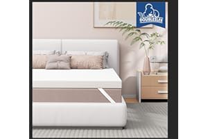 Doubleslee 7cm Memory Foam Mattress Topper Double Bed, Gel-Infused Cooling Double Mattress Topper for Back Pain Relief, Dual-Layer Bed Topper Double with Washable Cover 135x190x7cm