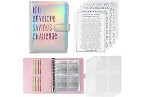 LMTNNB 100 Envelopes Money Saving Challenge Binder, Save 5050 Dollars 100 Day Envelope Challenge Binder with 100 Cash Envelopes, Tracker, and Stickers