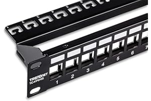 TRENDnet 24-Port Blank Keystone Shielded 1U Patch Panel, TC-KP24S, STP, Cat6A, Cat5, Cat5e, Cat6, 19 Inch RackMount Design, Recommended with TC-K06C6A Cat6A Keystone Jacks