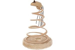 Petlicity Cat Spiral Springing Elastic Play Toy with Mouse Top Interactive Exercise Teaser Made from Microfibre Fleece Cover with a Furry Base Active and Healthy for Kitten Pets Playing Jumping