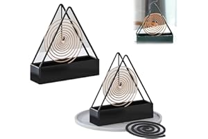 JOOVCC 2Set Mückenspiralenhalter, Spiral Mücken Spulenhalter, Räucherspiralen Halter, Mückenspirale Halter Metall, Tragbar Mosquito Coil Holder für Schlafzimmer Wohnzimmer Küche Büro（Schwarz）