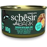 Schesir After Dark Tavuk ile Bıldırcın Yumurtası Et Suyunda Yetişkin Kedi Konservesi 80g