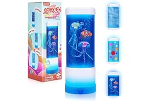 XBESTTOY Sensory Toys for Autism,7 Colors Sensory Lights,Jellyfish Kids Night Light Sensory Bottle Lamp,Autism Sensory Equipment Special Needs Developmental Toys,Birthday Christmas Gifts for Boys Girls Ages 3+