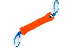 Bull Fit Mordedor para Perros 30 cm con Dos Asas – Mordedor Perro Resistente para Entrenamiento, Juegos de Tira y Afloja – Hecho a Mano con Algodón y Nailon, Naranja