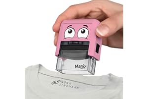 COLOP DIY MARKY – Tampon Personnalisable pour Enfants | Pour Vêtements et Objets Scolaires | Encre jusqu’à 1000 Impressions | Kit Complet avec Étiquettes et Ruban Thermocollant (Rose)