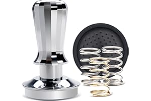 LIVBTS Pressino per caffè espresso da 58,5 mm, con molle di ricambio da 6,8 kg/9,1 kg/13,6 kg, compatibile con cestello portafiltro per macchine da caffè espresso da oltre 58 mm, base ondulata in