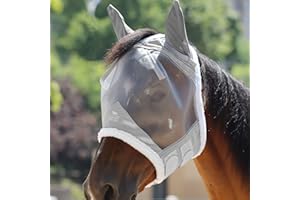 Harrison Howard CareMaster Maschera Anti-Mosche per Cavallo UV Protezione con lana (XL; Extra Full Size)