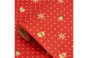 ZHNERY Rollo de papel de regalo de 15 m, papel de estraza reciclable, 43 cm, para decoración de Navidad y cumpleaños (rojo)