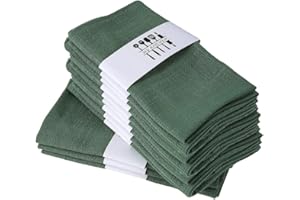 MIALILY Pack of 12 Rustic Natural Cotton Fabric Napkins, Set of 12, Soft, Comfortable and Reusable, Linen Napkins, Cloth for Wedding Party and Party Decoration Set