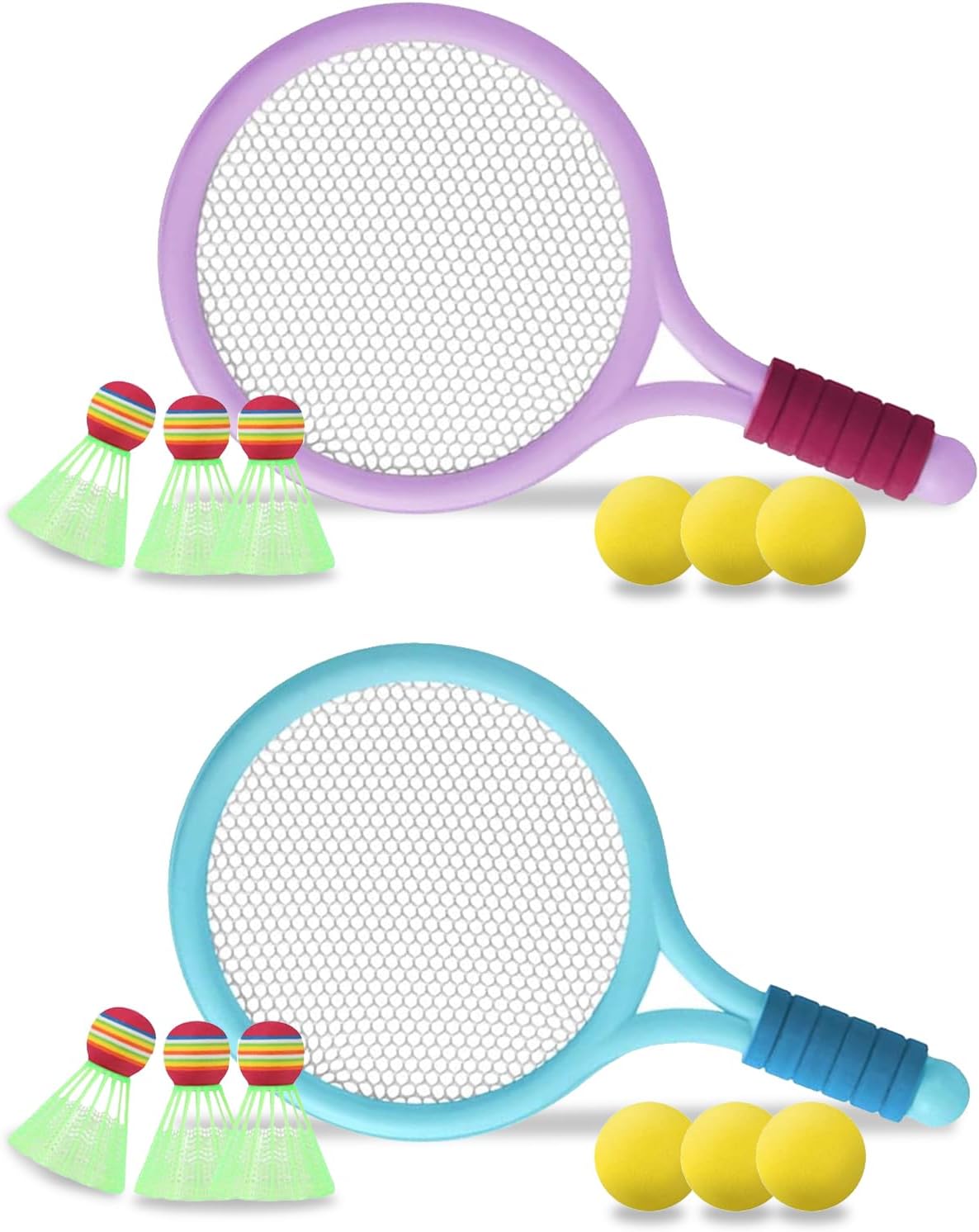 Juego de Raquetas de Tenis para NiñOs,Set de BáDminton para NiñOs,Ligero de BáDminton,de BáDminton para NiñOs,Juego de Raquetas，Raqueta de Juguete,Juegos Deportivos Educativos