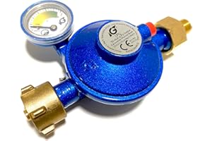 LPG-Megastore Caravan Regulator Gas Regulator 30 mbar 1.5 kg/h with Pressure Gauge