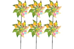 MOGADEE® Xuancai, 6 sztuk wiatraków, odstraszacz ptaków, odblaskowy wiatrak, odstraszacz ptaków, wiatrak do ogrodu, na balkon, do sadu, podwórka, dachu (gradient kolorów, 55 x 24 cm)