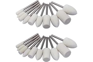 VISSQH 24 pezzi Lucidatura in Feltro di Lana,mini Ruota di Lucidatura Feltro Accessori per Lucidatura,conica e cilindrica ruote lucidatura-4/5/6/8/10/12 mm per levigatura lucidante